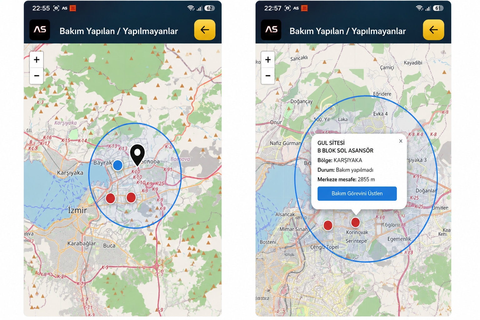 Saha Personeli Bulunduğu Konumdaki Belli Çaptaki Bakım Yapılan ve Yapılmayan Tesisleri Görebilir