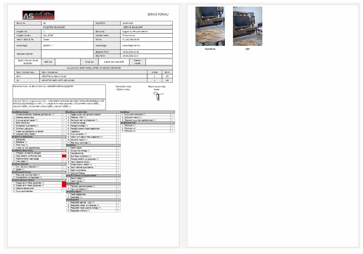 Bakım Formu PDF olarak WhatsApp Üzerinden Otomatik Gönderilebilir