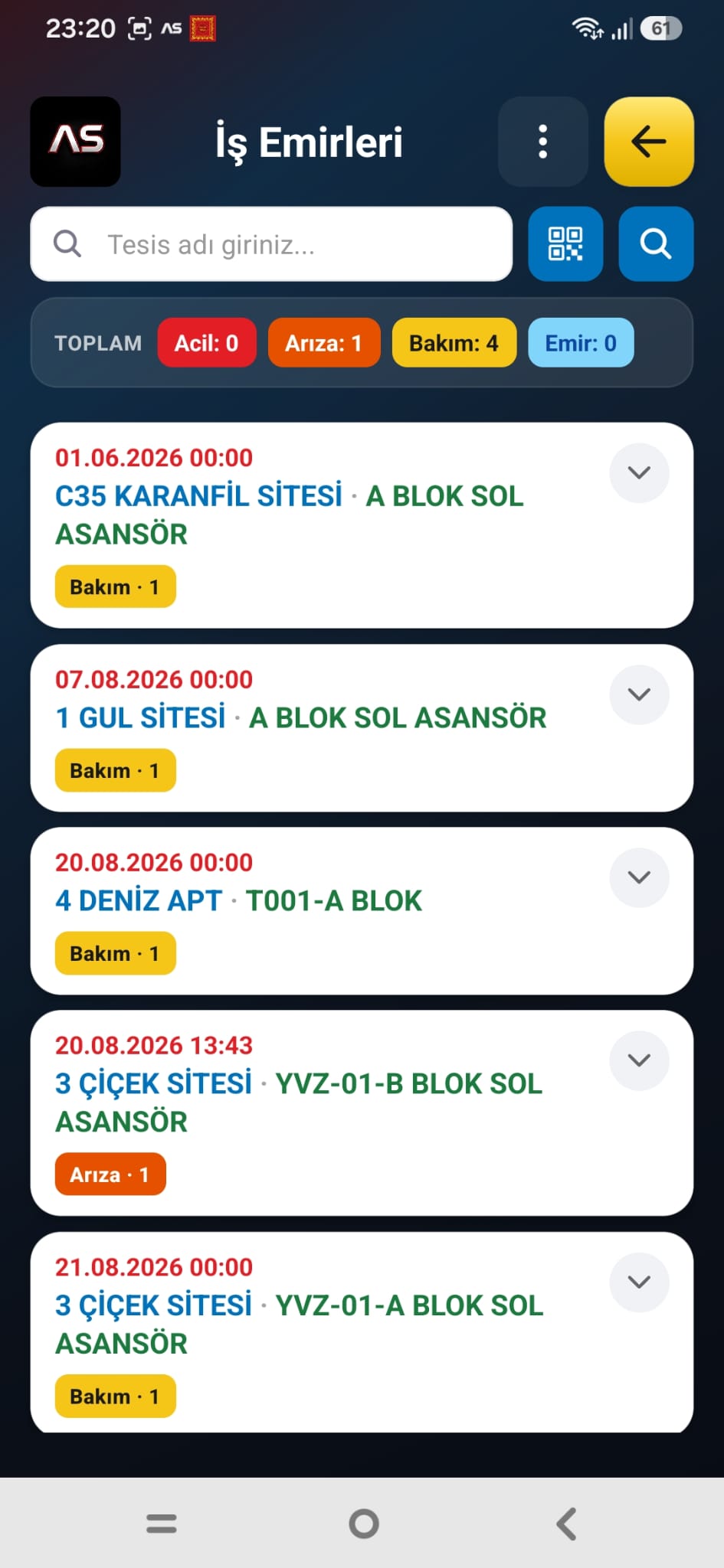 Yeni Mobil Yazılımımız ( İş Emirleri )